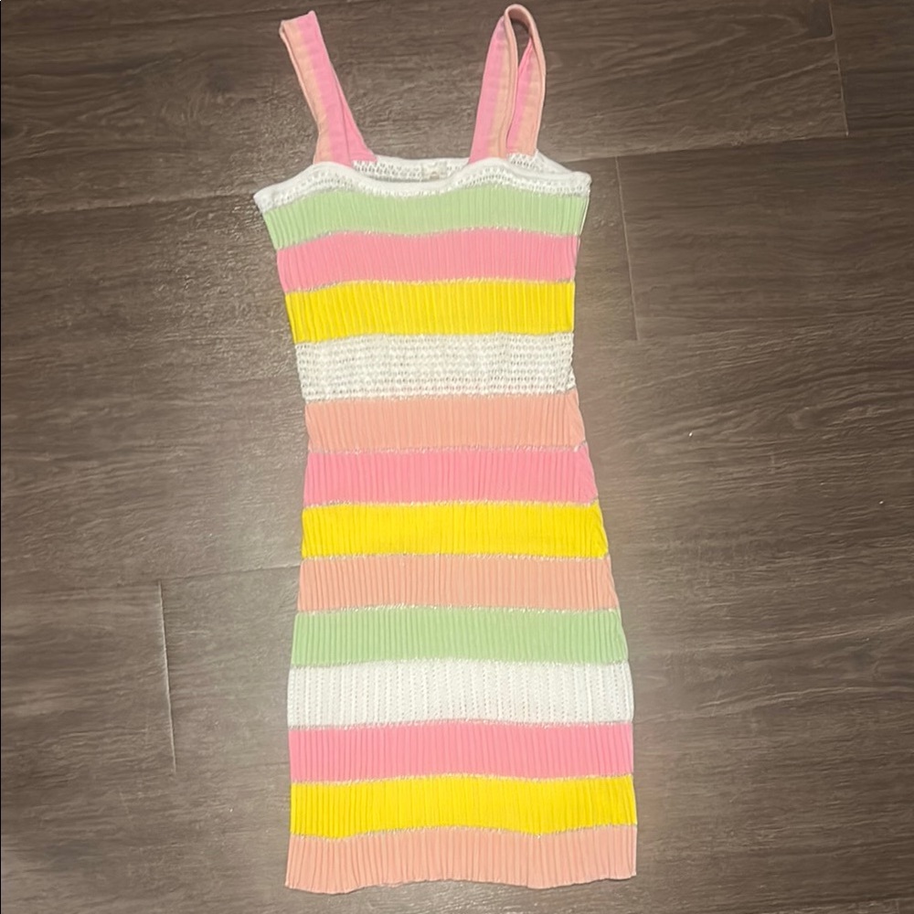PQ Swim Striped Mini Dress - Pink, Yellow, Green, White